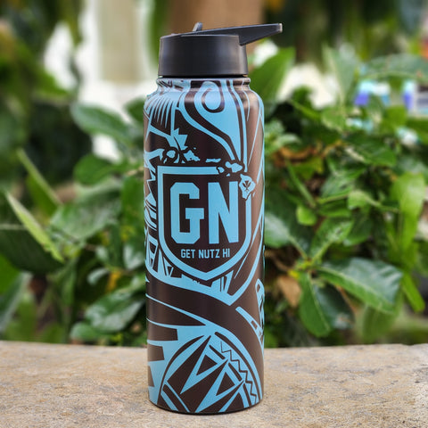 40oz Flask - Tribal (Black/Blue)