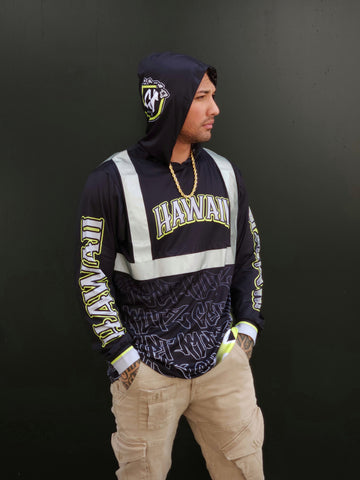 Graffiti (Black) - Reflective Jersey Hoodie (Long Sleeve)