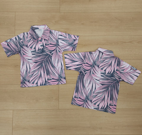 Leaves (Pink/Grey) - Kids Polo
