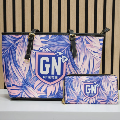 Leaves (Pink/Blue) - Purse w/ Wallet