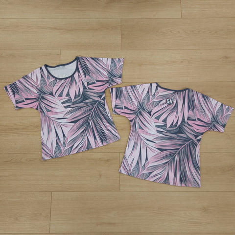 Leaves (Pink/Grey) - Girls Tee