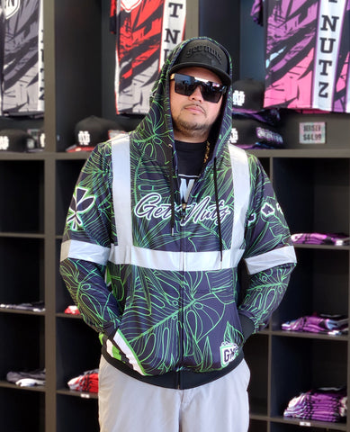 Tropical (Green) - Reflective Zipper Jacket