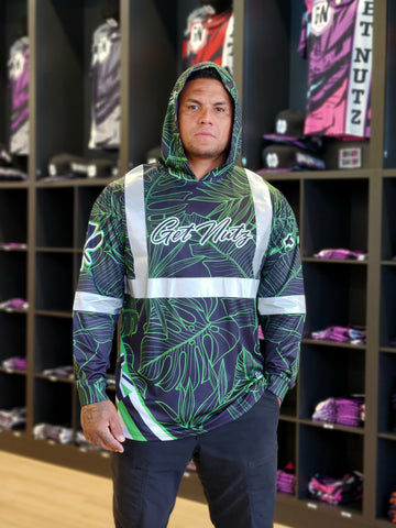 Tropical (Green) - Reflective Jersey Hoodie (Long Sleeve)