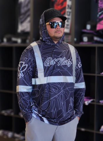 Tropical (Grey) - Reflective Jersey Hoodie (Long Sleeve)