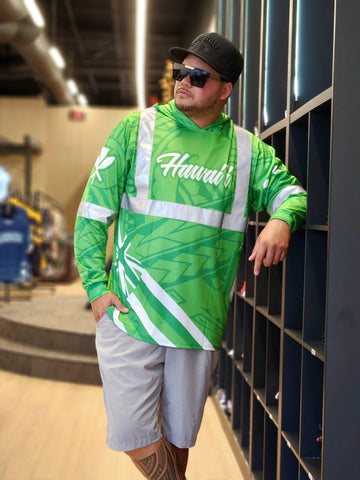 Tribal (Green) - Reflective Jersey Hoodie (Long Sleeve)