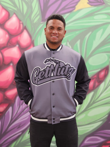 Getnutz (Grey) - Adult Bomber Button-Up Jacket