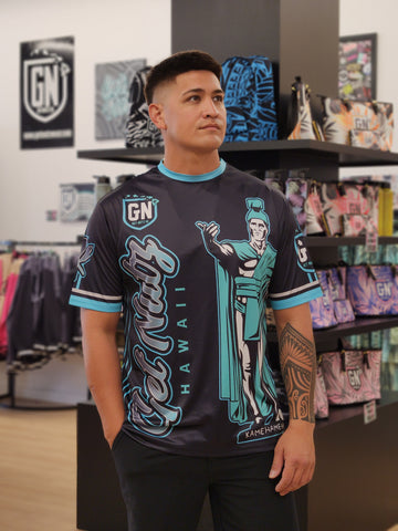 Kamehameha Statue (Turquoise) - Men's Jersey (Short Sleeve)
