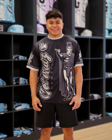 Kamehameha Statue (Grey) - Men's Jersey (Short Sleeve)