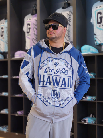 Hawaiian Flag (Blue/Grey) - Men's Windbreaker