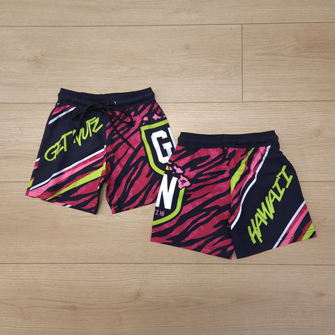 Stripe (Pink/Green) - Kids Surf Shorts