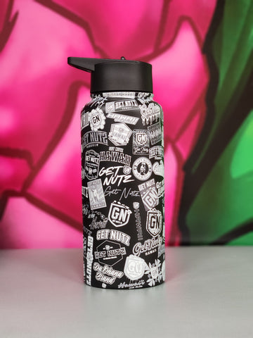 30oz Flask - Collage (Black/White)