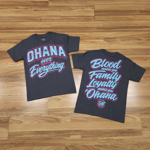 Ohana Over Everything (Grey/Cotton Candy) - Men's Cotton Tee