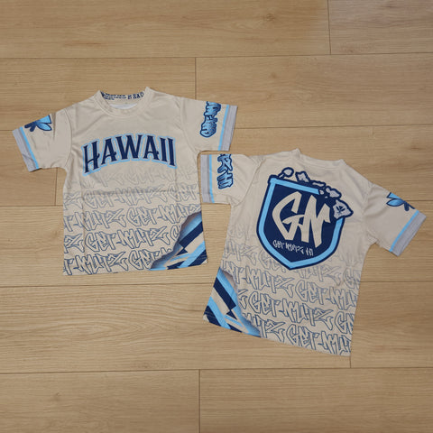 Graffiti (Tan/Blue) - Kids Jersey (Short Sleeve)