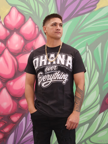 Ohana Over Everything (Black/White) - Men's Cotton Tee