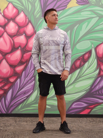 Tribal (Grey) - Men's Reflective Jersey Hoodie (Long Sleeve)