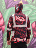 Tribal (Red) - Men's Reflective Jersey Hoodie (Long Sleeve)