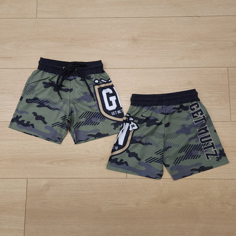 Desert Camo (Green) - Kids Surf Shorts