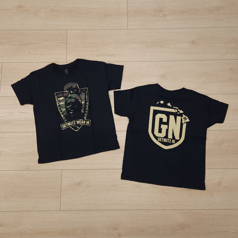 Kamehameha (Green Camo) - Kids Cotton Tee