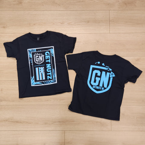 Floral (Black/Blue) - Kids Cotton Tee