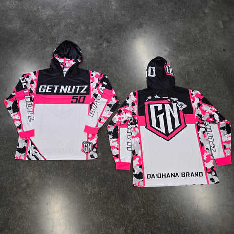 Camo (Pink) - Jersey Hoodie (Long Sleeve)