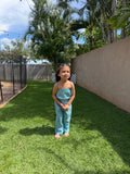 Palm Leaves (Blue/Yellow) - Romper (Girls)