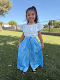 Palm Leaves (Blue/Yellow) - Flowy Pants (Girls)