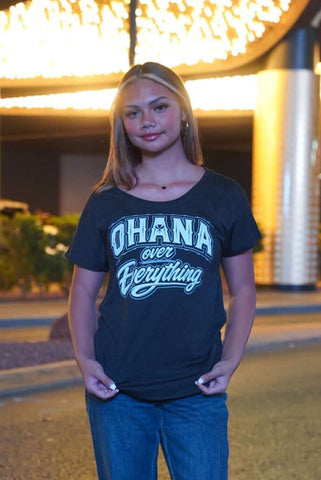 Ohana Over Everything (Grey) - Ladies Cotton Tee