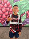 Tribal (Red) - Kids Reflective Jersey Hoodie (Long Sleeve)