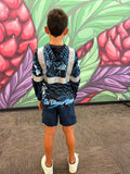 Tribal (Blue) - Kids Reflective Jersey Hoodie (Long Sleeve)
