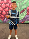 Tribal (Blue) - Kids Reflective Jersey Hoodie (Long Sleeve)
