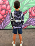 Tribal (Purple) - Kids Reflective Jersey Hoodie (Long Sleeve)