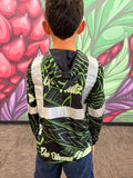 Tribal (Green) - Kids Reflective Jersey Hoodie (Long Sleeve)