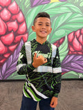 Tribal (Green) - Kids Reflective Jersey Hoodie (Long Sleeve)