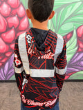 Tribal (Red) - Kids Reflective Jersey Hoodie (Long Sleeve)
