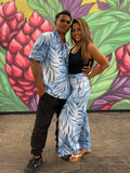 Palm Leaves (Blue) - Flowy Pants (Ladies)