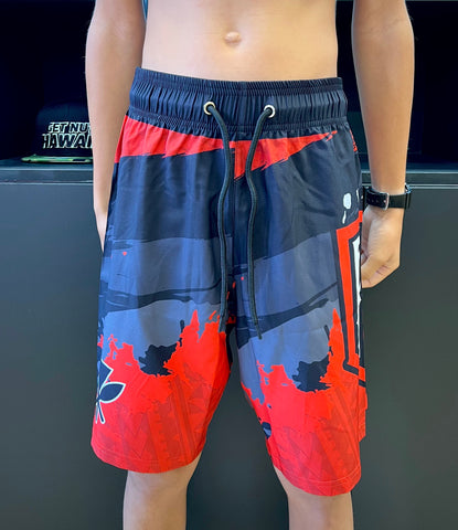 Flag (Red) - Kids Surf Shorts