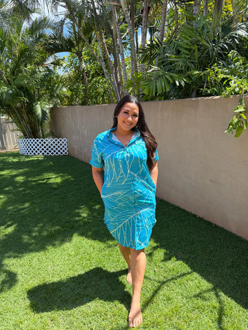 Palm Leaves (Teal) - Dress (Ladies)