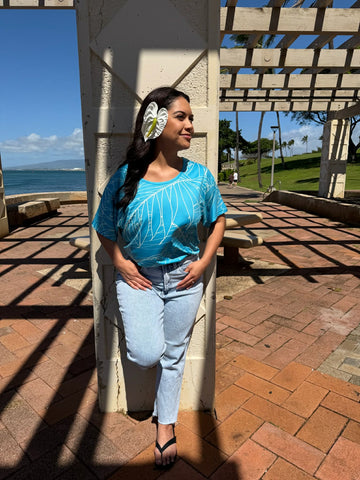 Palm Leaves (Teal) - Aloha Tee (Ladies)