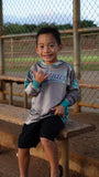 Hawaii Tribal (Grey) - Kids Jersey Hoodie (Long Sleeve)