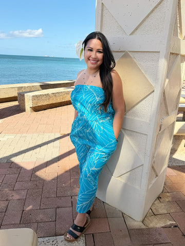 Palm Leaves (Teal) - Romper (Ladies)