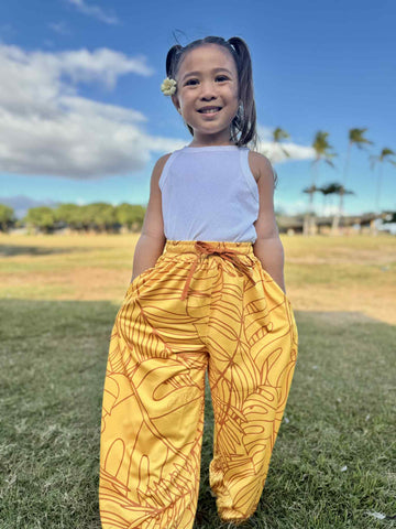 Tropical (Yellow) - Girls Flowy Pants