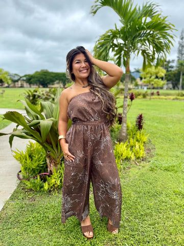 Protea Tropical (Brown) - Ladies Romper