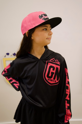 GN Logo (Pink/Black) - Kids Jersey (Long Sleeve Hoodie)