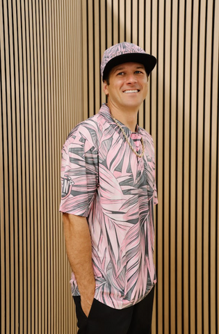 Leaves (Pink/Grey) - Adult Polo