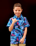 Monstera (Pink/Blue) - Aloha Shirt (Kids)