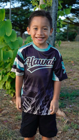 Hawaii Tribal (Black) - Kids Jersey (Short Sleeve)