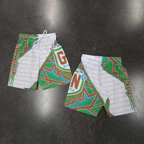 Graffiti (Green) - Kids Surf Shorts