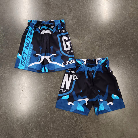 Getnutz Camo (Blue) - Kids Surf Shorts